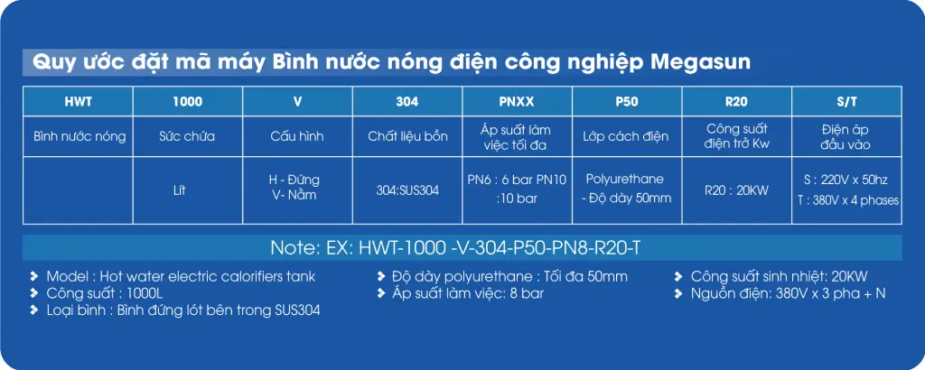 Bình nước nóng Megasun dung tích lớn
